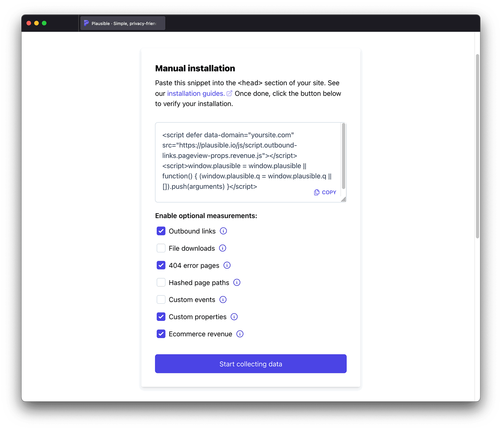 Enable optional enhanced measurements