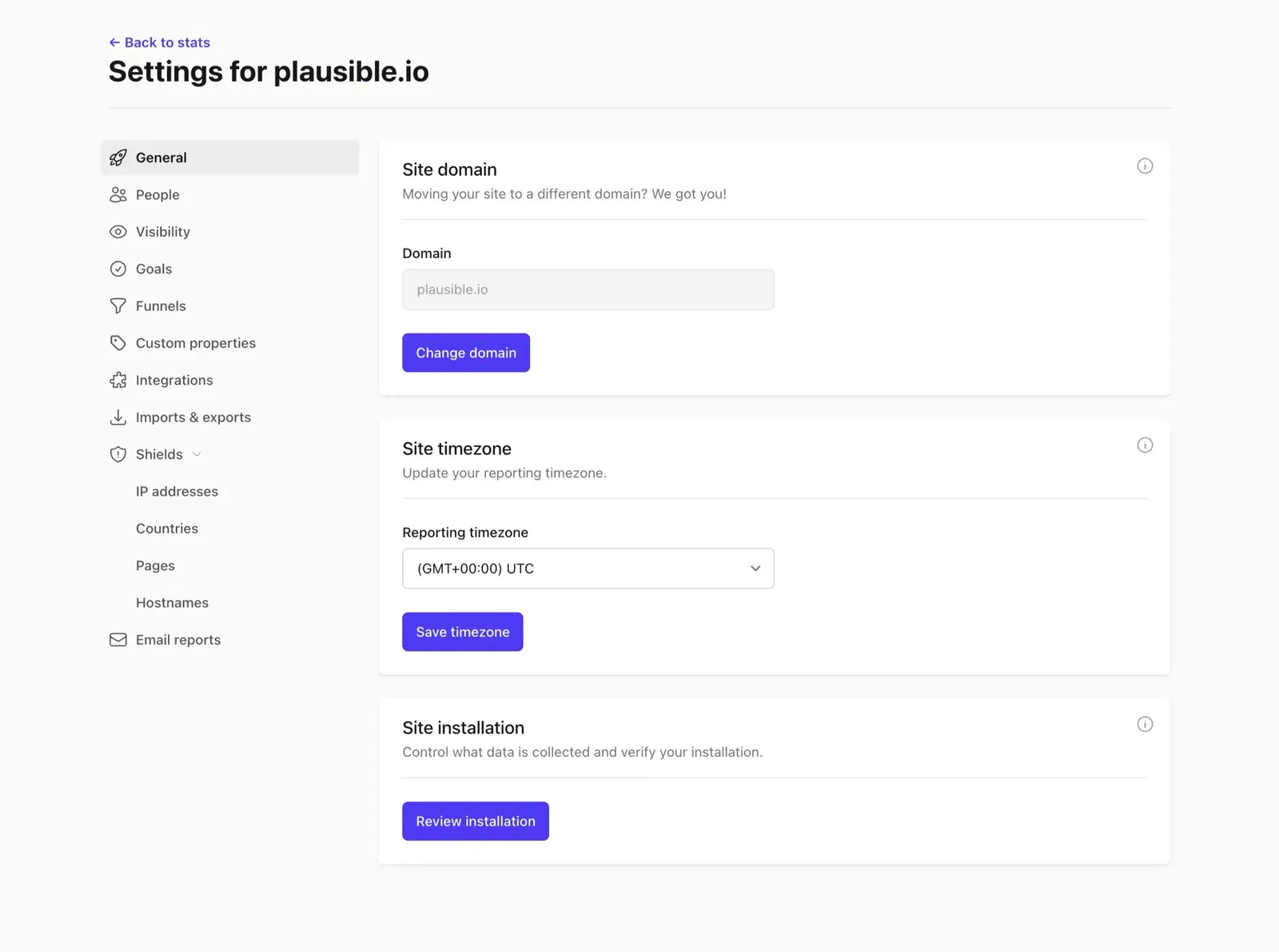 Change domain name in Plausible